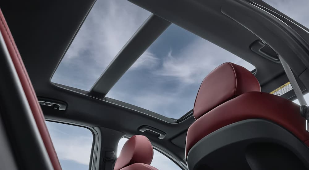 Red leather seat and sunroof in a 2026 Kia K5